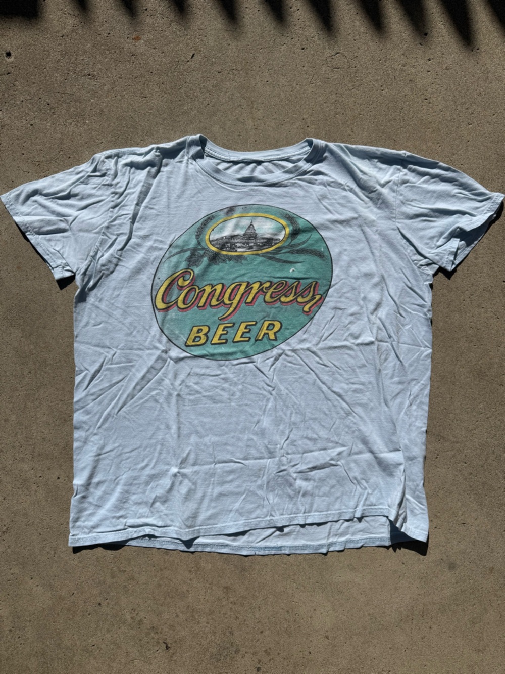 Light Blue 'Congress Beer' Graphic T-Shirt